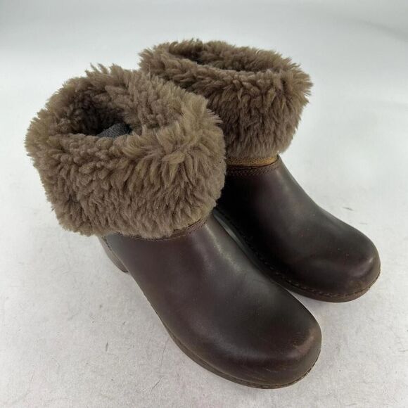 Dansko Bessie Women's Brown Burnished Leather Boot US 7.5 Shearling Pull-On Shoe - Picture 5 of 13